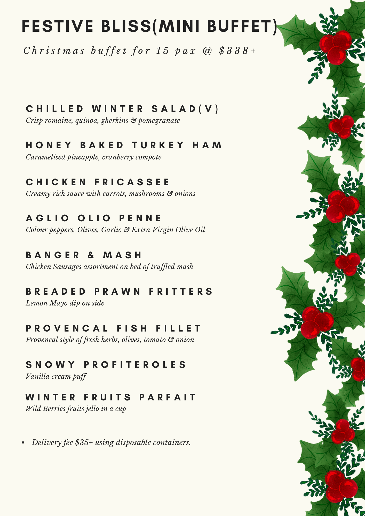 Festive Bliss Christmas - Mini Buffet for 15 Pax