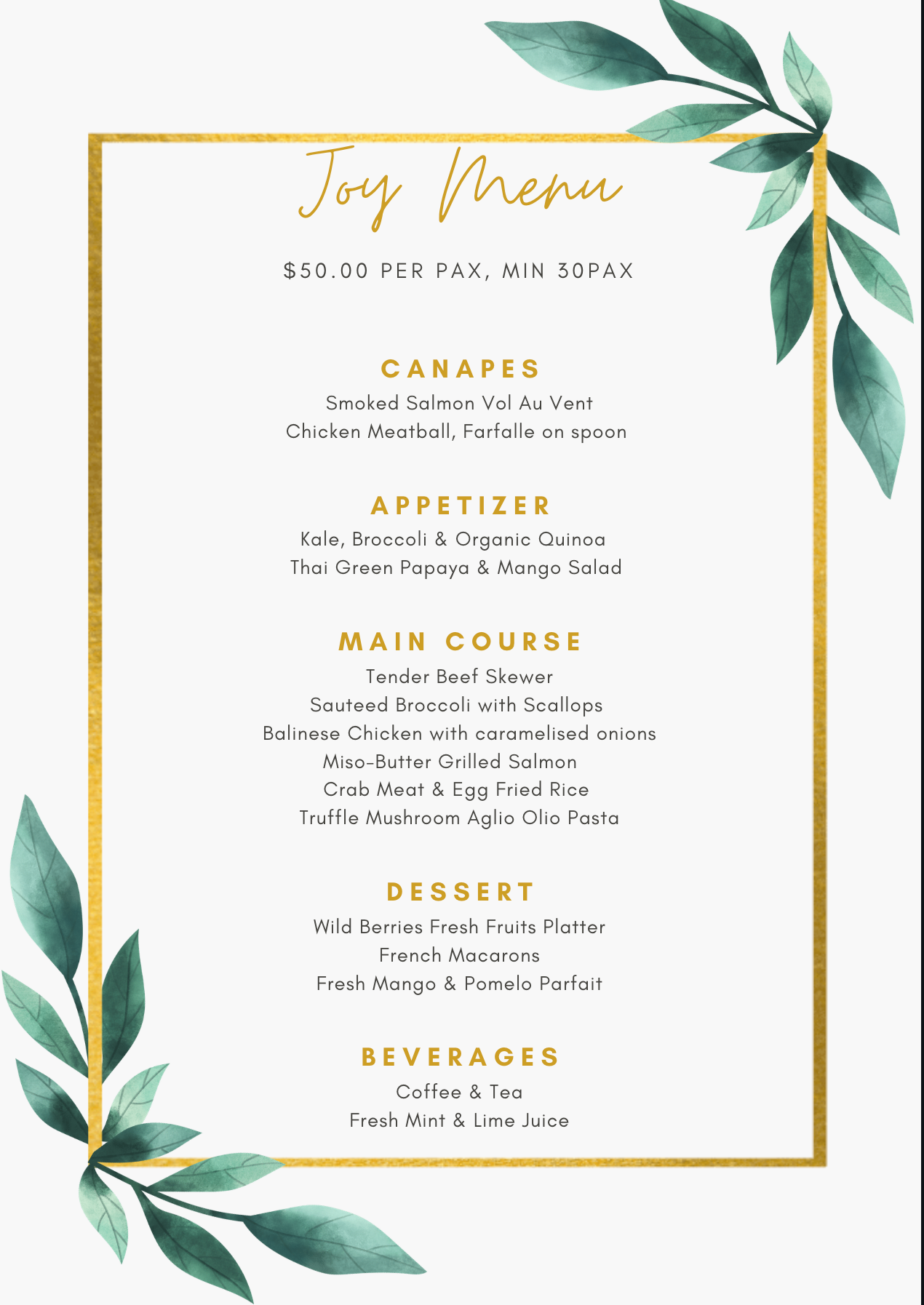 Wedding Joy Menu C