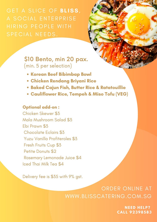 Bento @ $10 (min 20 pax)