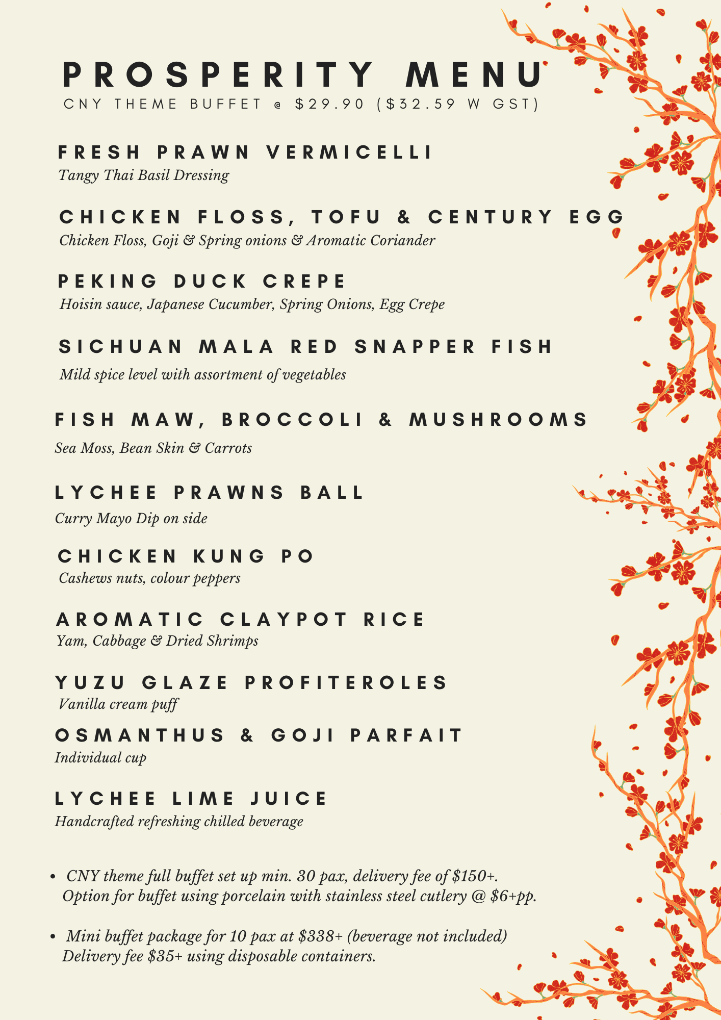 Prosperity Menu 2026 @ $29.90+ per pax (min 30 pax)