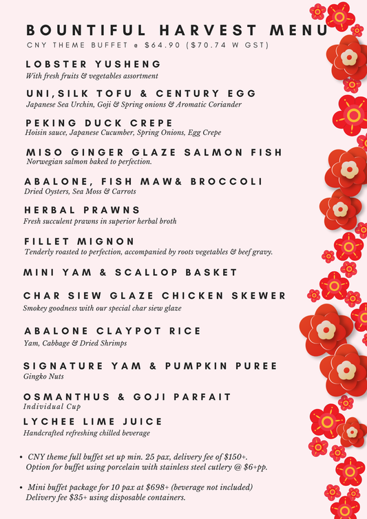 Bountiful Harvest Menu 2026 @ $64.90+ per pax (min 25 pax)