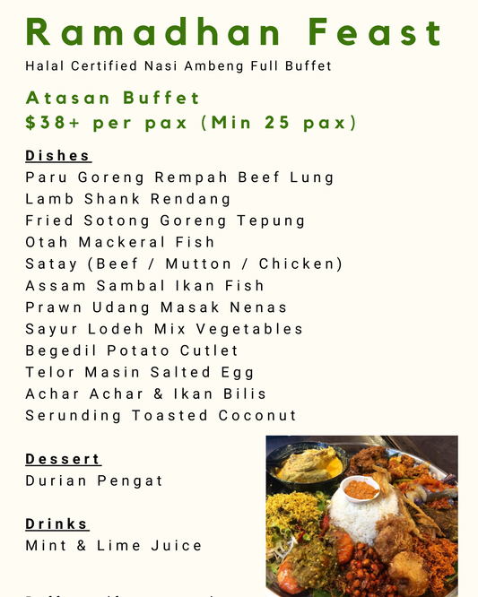 Halal Catering Menu @ $38+ per pax (min 25 pax)