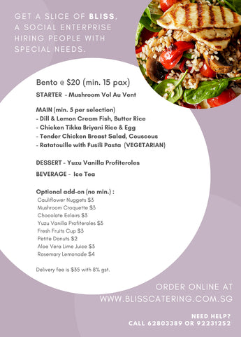 Bento @ $20 (min 15 pax)