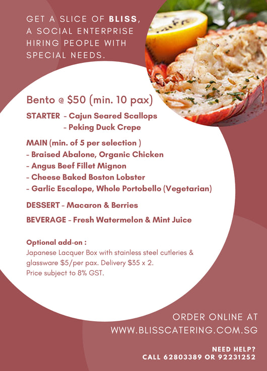 Bento @ $50 (min 10 pax)