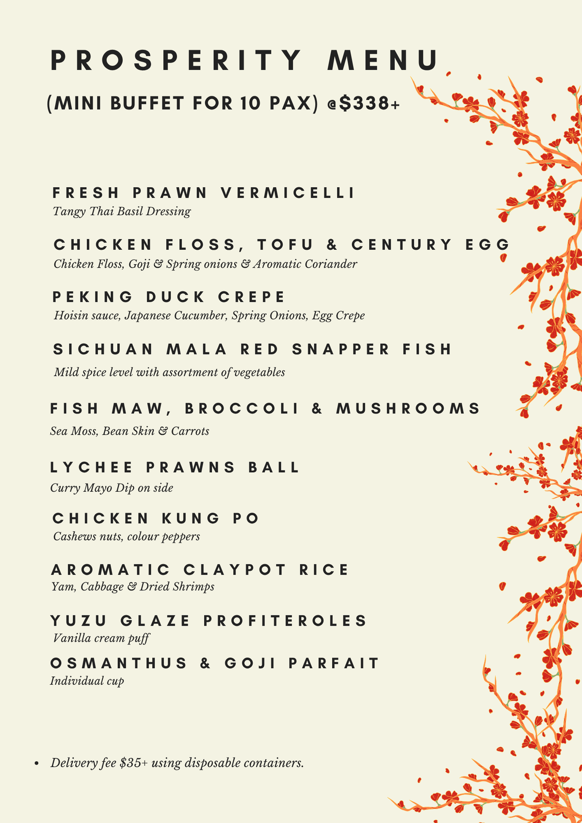 Mini Buffet - Prosperity Menu CNY 2027 at $338+