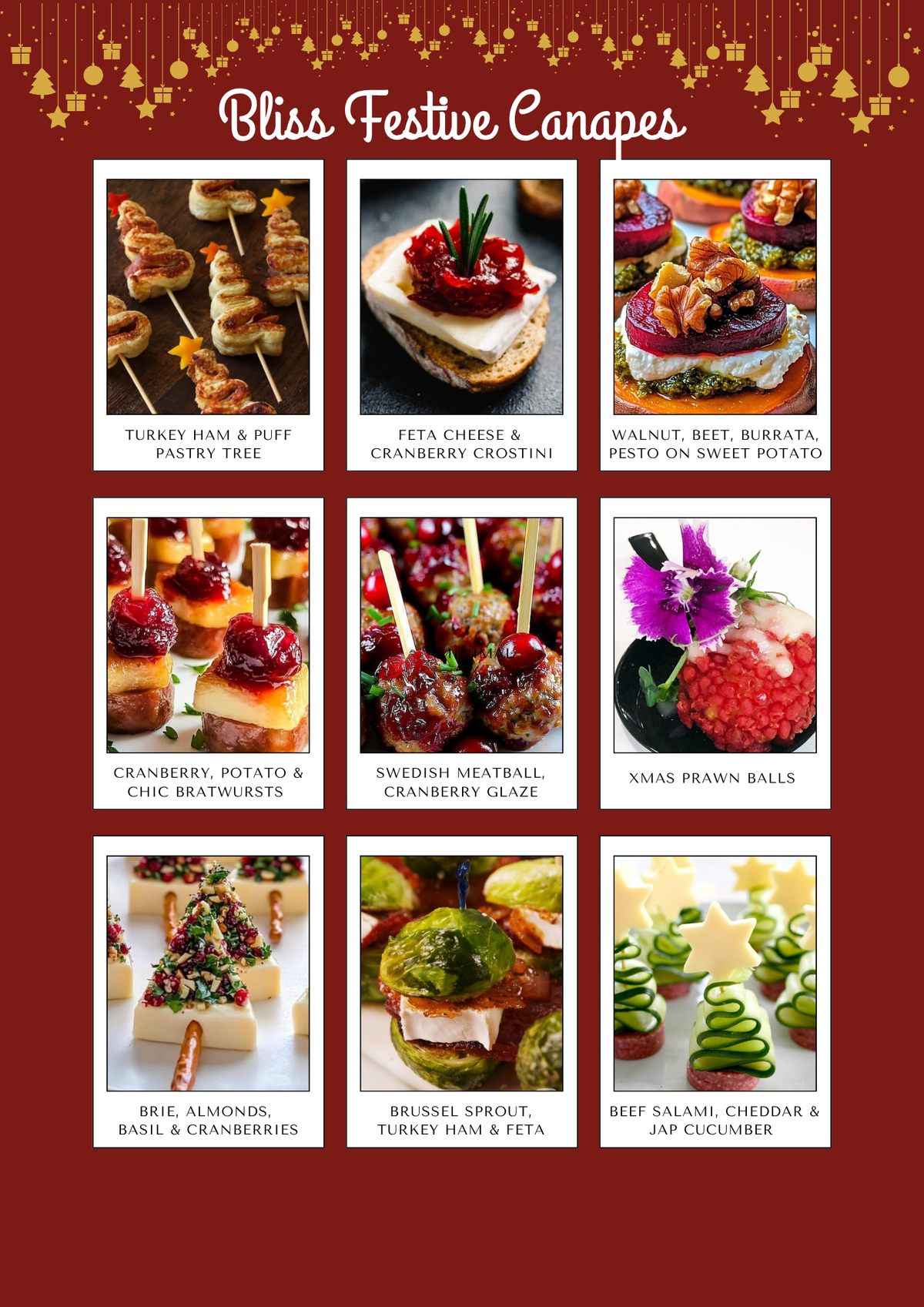 Christmas Canapé Reception @ $40 per pax (min 40 pax)