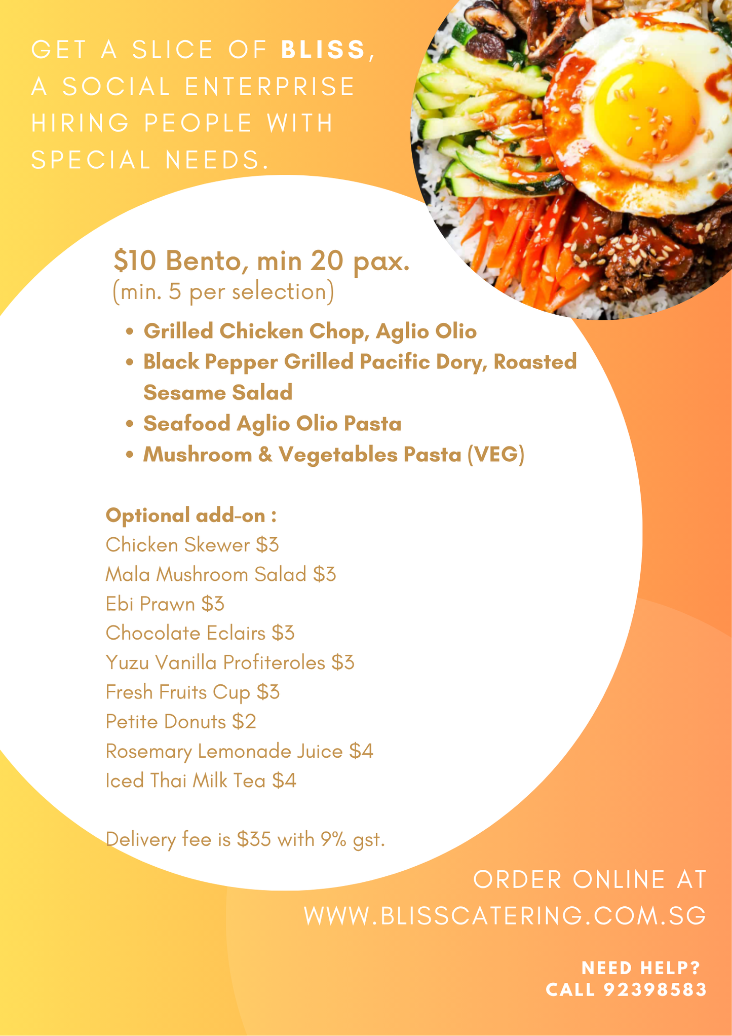 Bento @ $10 (min 20 pax)