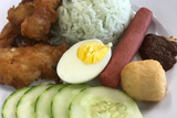 27 Sept 2023 Nasi Lemak Rice with Fish Fillet, Sausage, Egg & French beans (LA)
