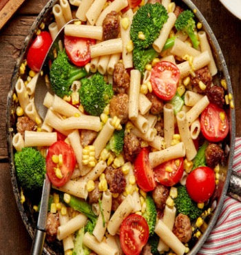 Vegetable Tomato Pasta (Broccoli, cauliflower & corn)