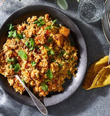 24 April 2023  - Honey Miso Tempeh, Samosa, Briyani Rice, Cauliflower & Chickpea curry (LV)