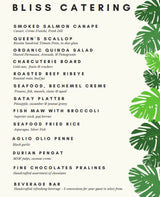 Bliss Catering Menu @ $59.90per pax (min 20 pax)