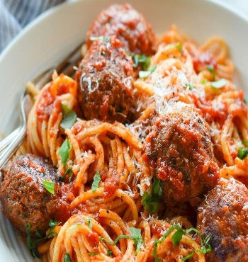 Plant-based Meatball Pasta in Tomato Sauce (Vegetarian)