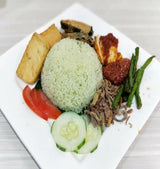 27 April 2023  - Nasi Lemak, Tofu, Saute Long Beans, Samosa & Cucumber (LV)