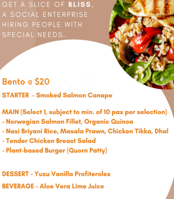 Catering - Bento @ $20+8% gst  $21.60 /pax (min 15 pax)