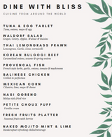 Dine With Bliss Menu @ $19.90 +8 % gst per pax (min 50 pax)