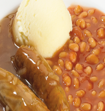 4 May 2023 - Banger & Mash with tomato baked beans (LW)
