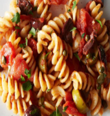 5 May 2023 - Chicken Puttanesca Pasta (LW) - olives, capsicum & tomato