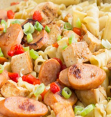 25 April 2023 - Chicken Sausage Pasta, Mushroom Cream Sauce (LW)