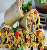 16 Aug 2023 Mexican Burrito -Black Beans, Rice, Corn, Tomato Salsa, Onions & Olives (LV)